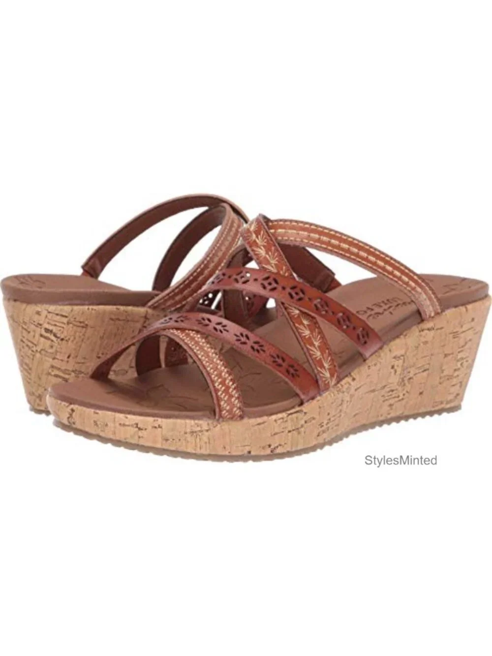 Skechers Beverlee Women's Wedge Sandals - Embroidered, Boho Chic, 2.25 Heel